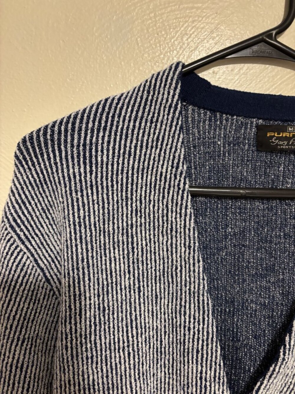 Puritan Gary Player Mens Striped Cardigan Sweater Navy & White Size M - Picture 6 of 8